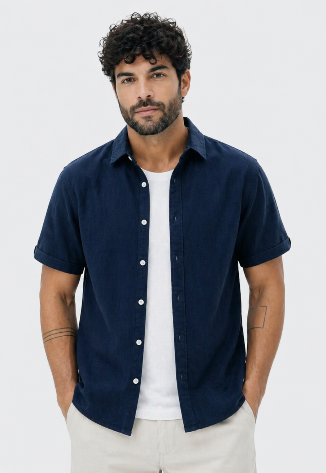 Camisa Linen Manga Curta Relaxed