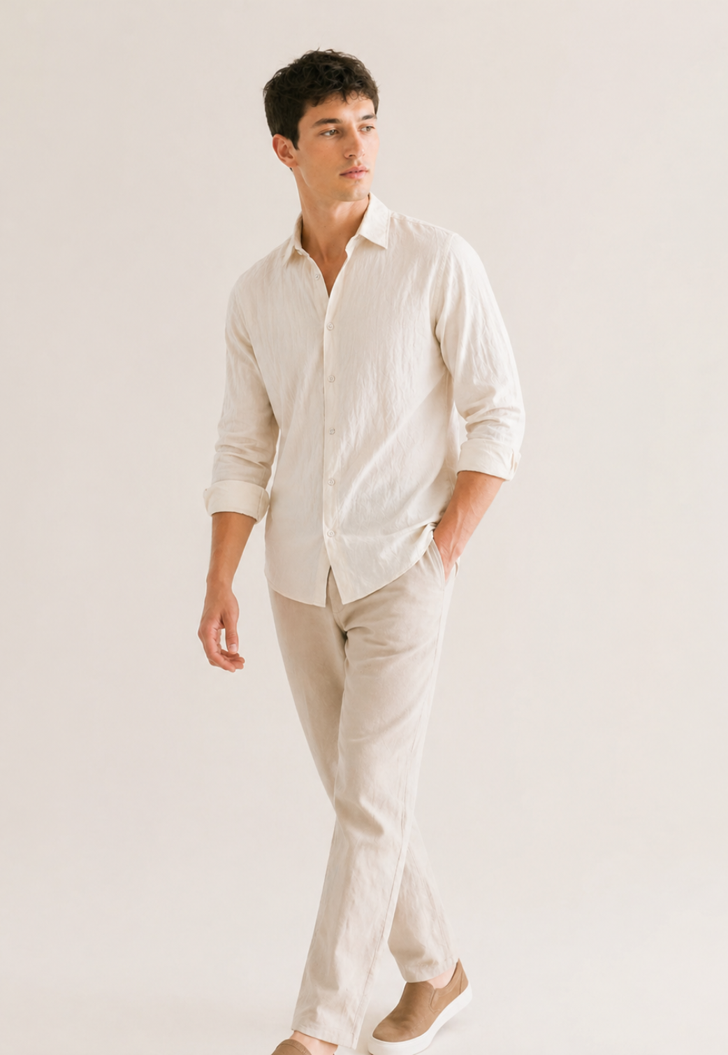 Camisa Linen Blend Manga Longa