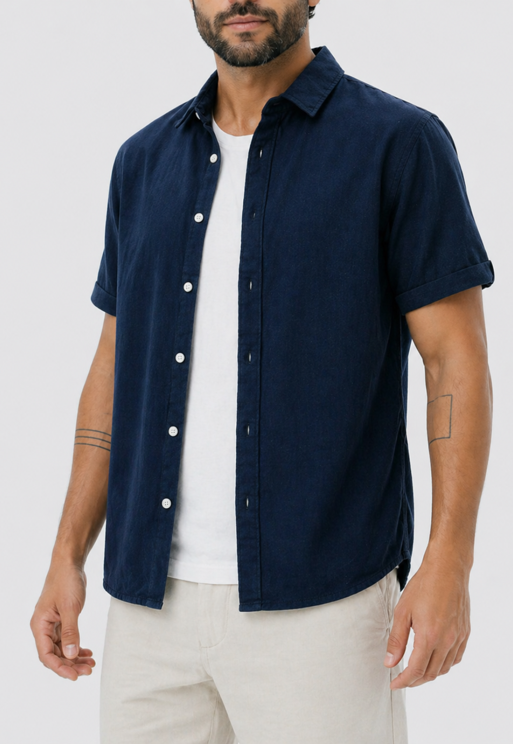 Camisa Linen Manga Curta Relaxed