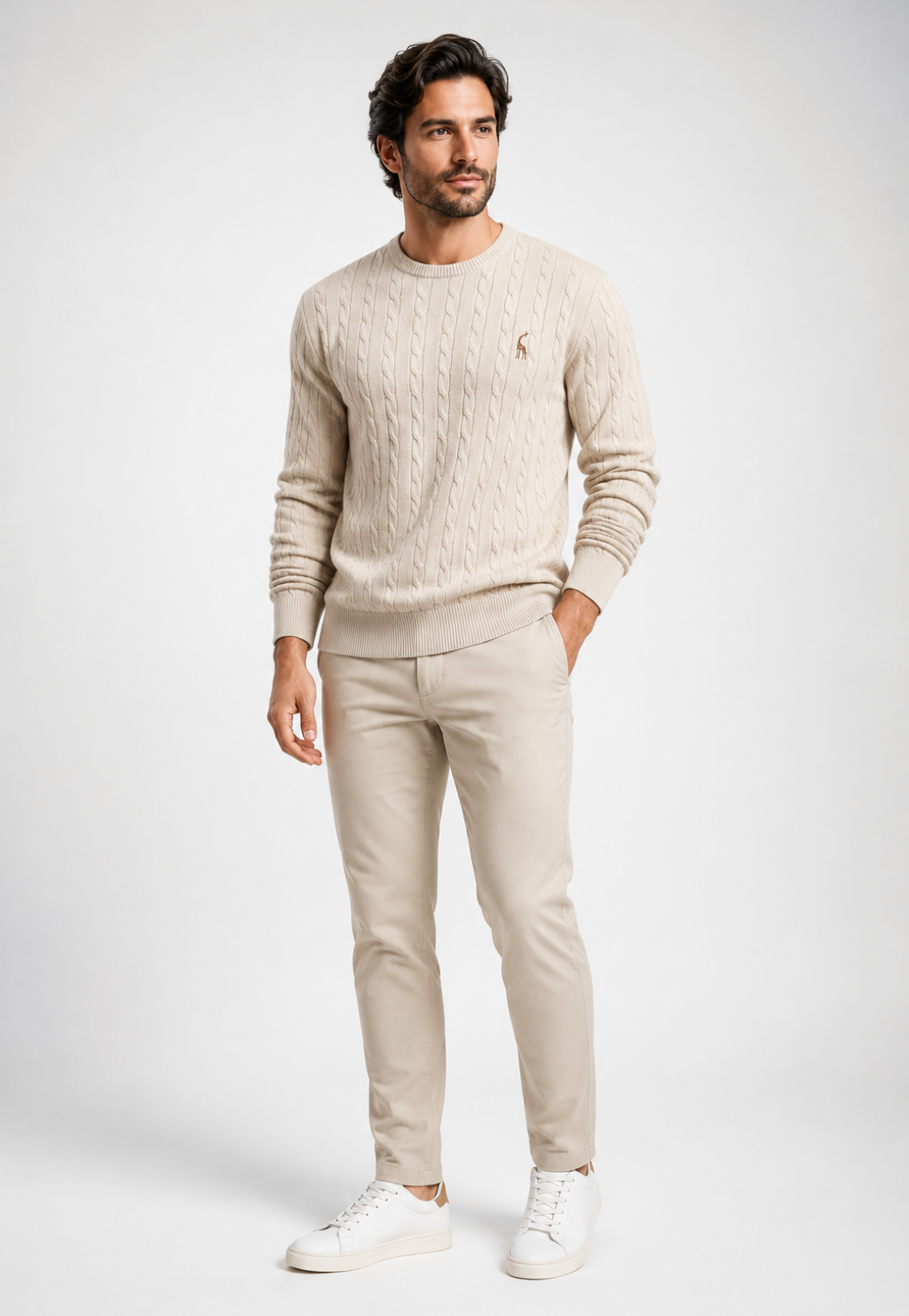 Suéter Knit Bordado Gola Redonda