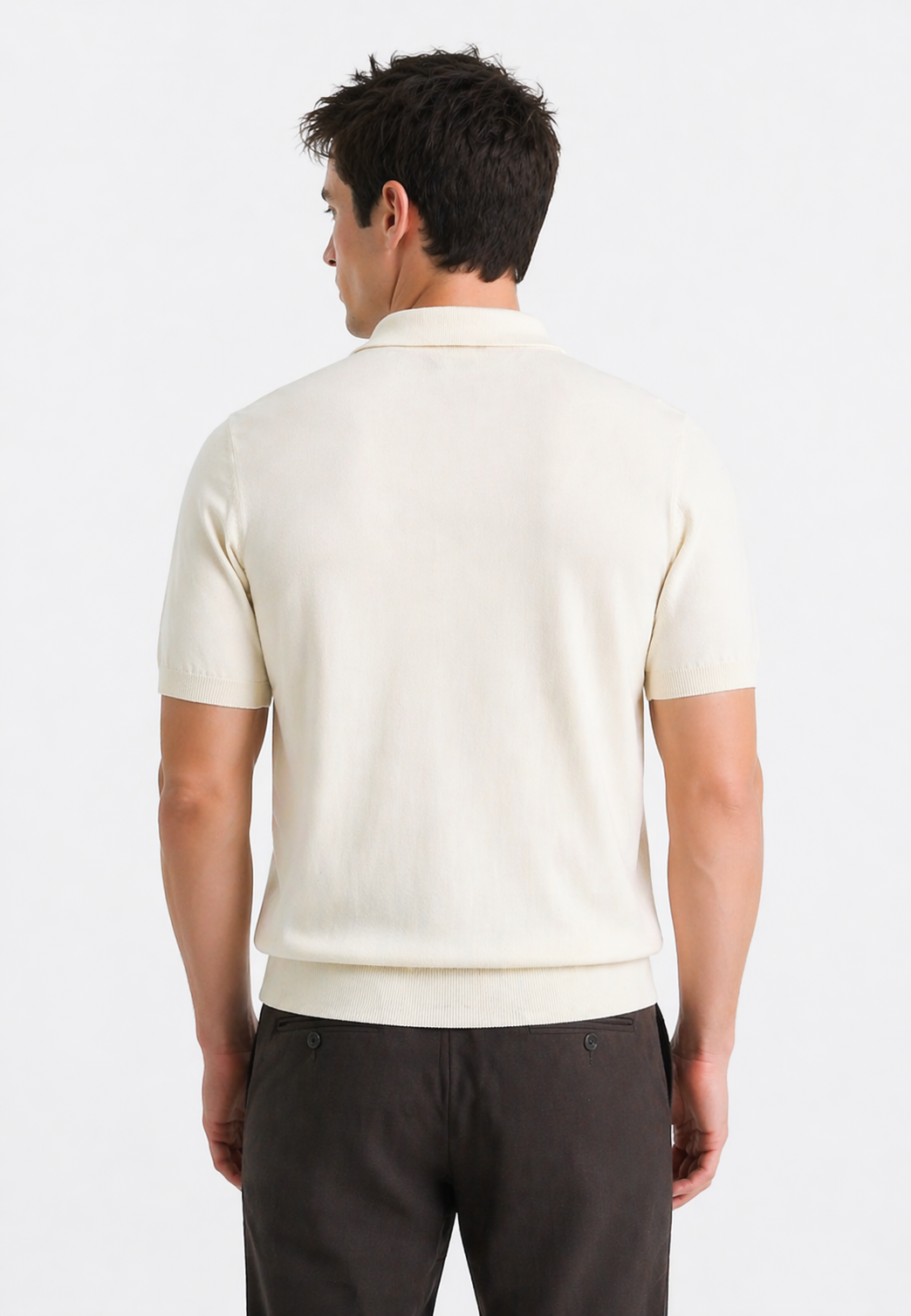 Polo Merino Knit Manga Curta
