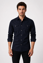 Camisa Slim Pocket Manga Longa