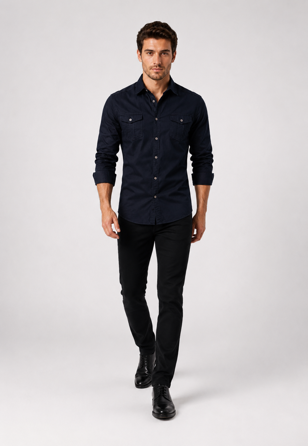 Camisa Slim Pocket Manga Longa