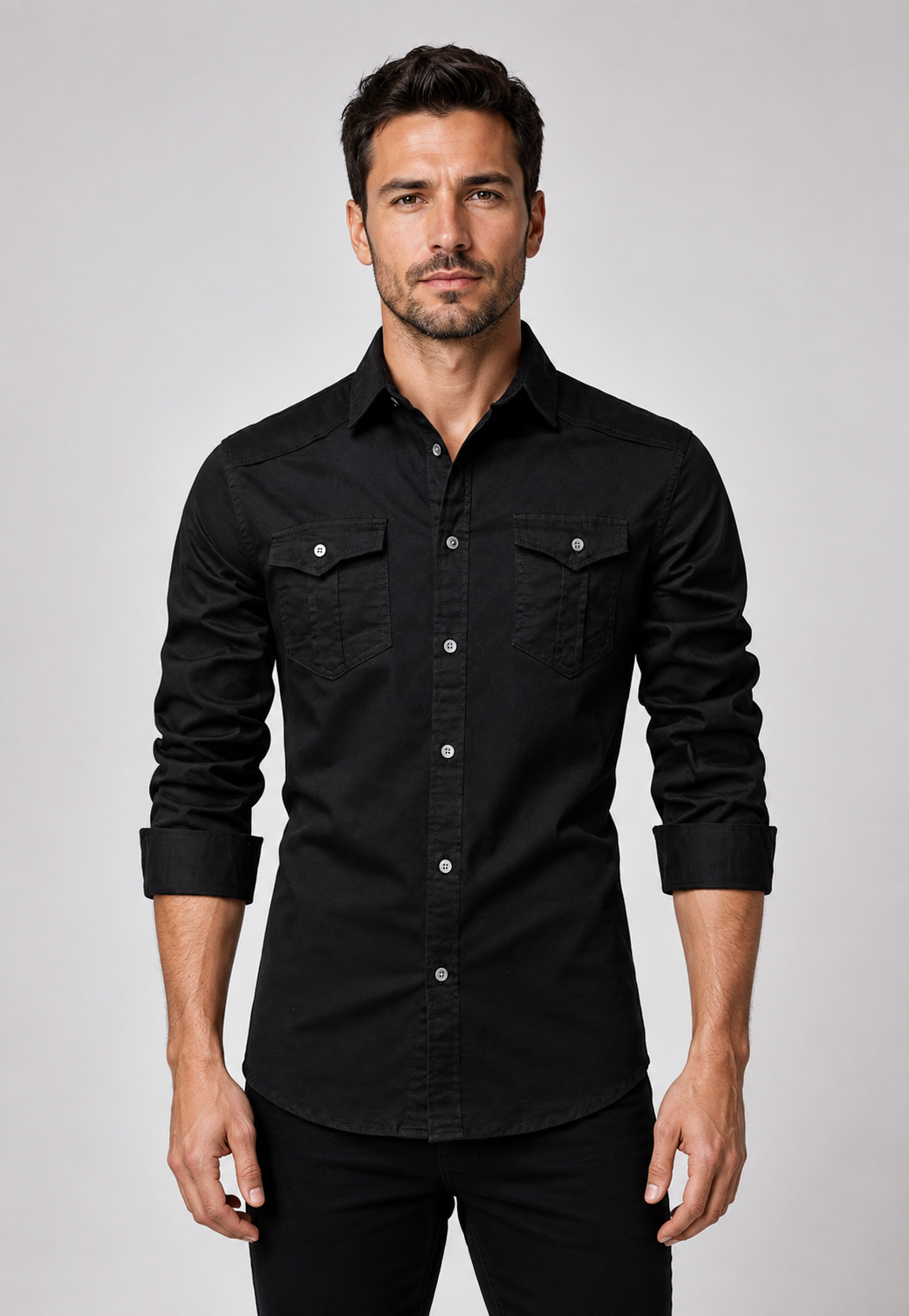 Camisa Slim Pocket Manga Longa