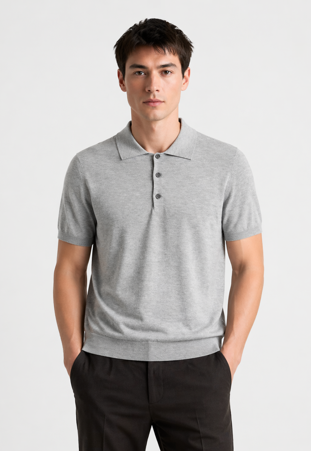 Polo Merino Knit Manga Curta