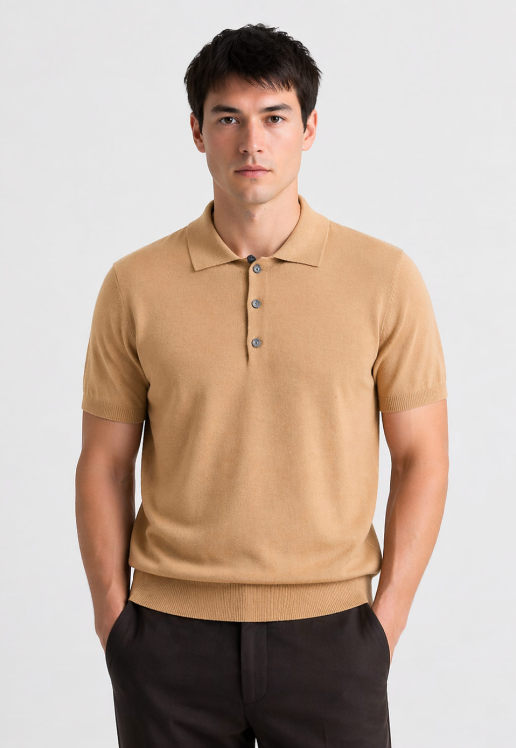 Polo Merino Knit Manga Curta