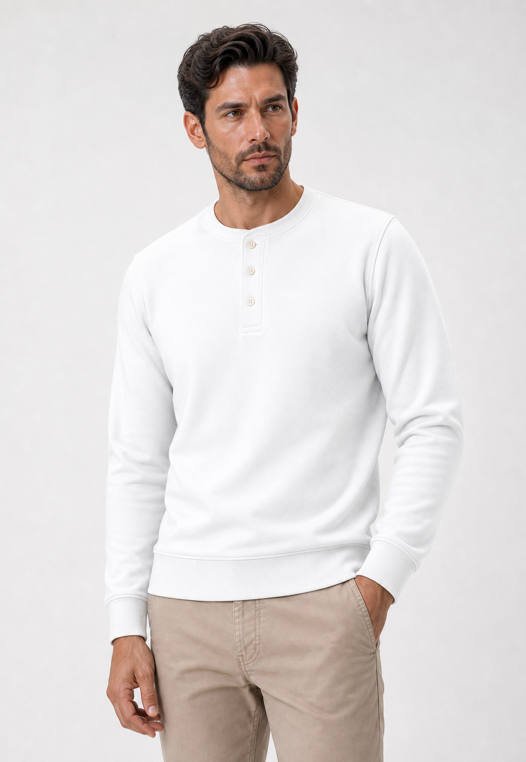 Moletom Fleece Button Placket