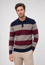 Suéter Polo Listrado Button-Up