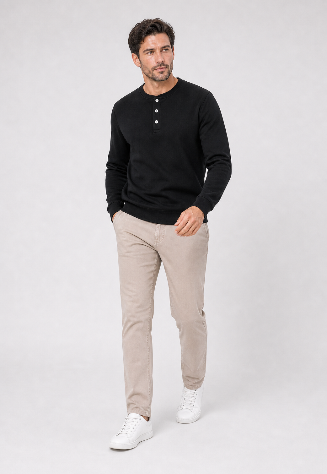 Moletom Fleece Button Placket