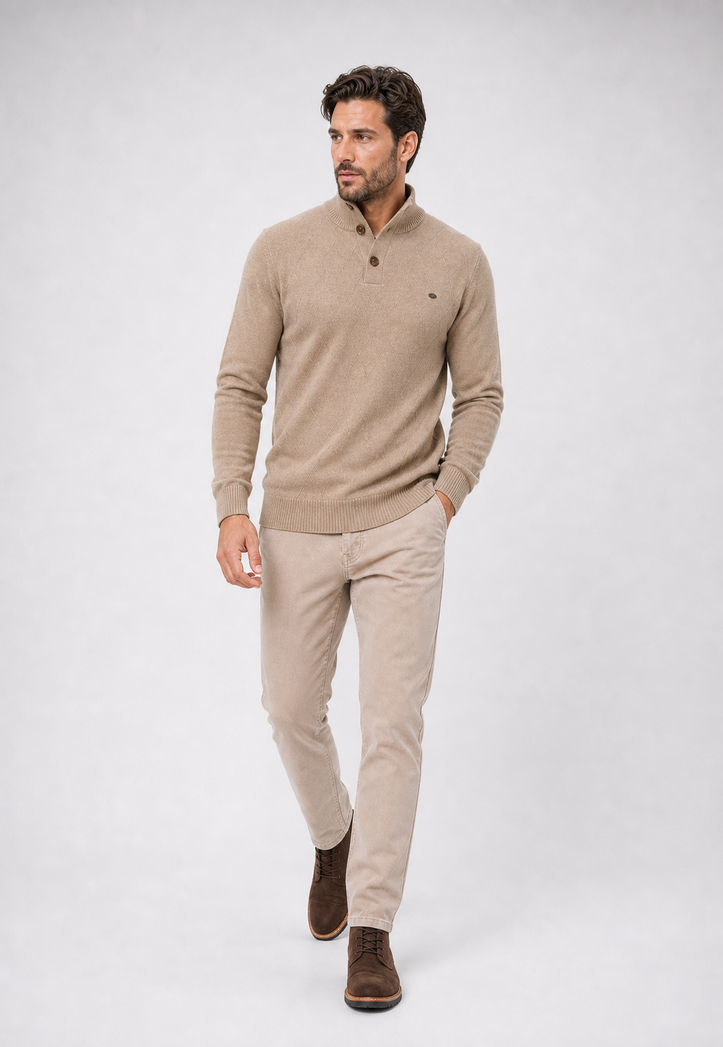 Suéter Turtleneck Button-Up Knit
