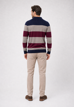 Suéter Polo Listrado Button-Up