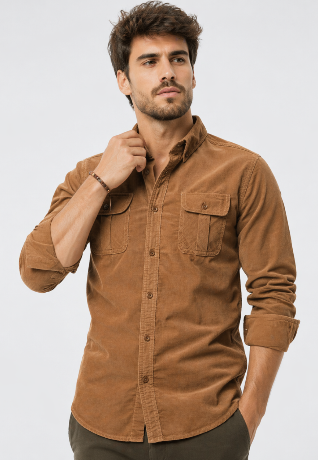 Camisa Corduroy Slim Manga Longa