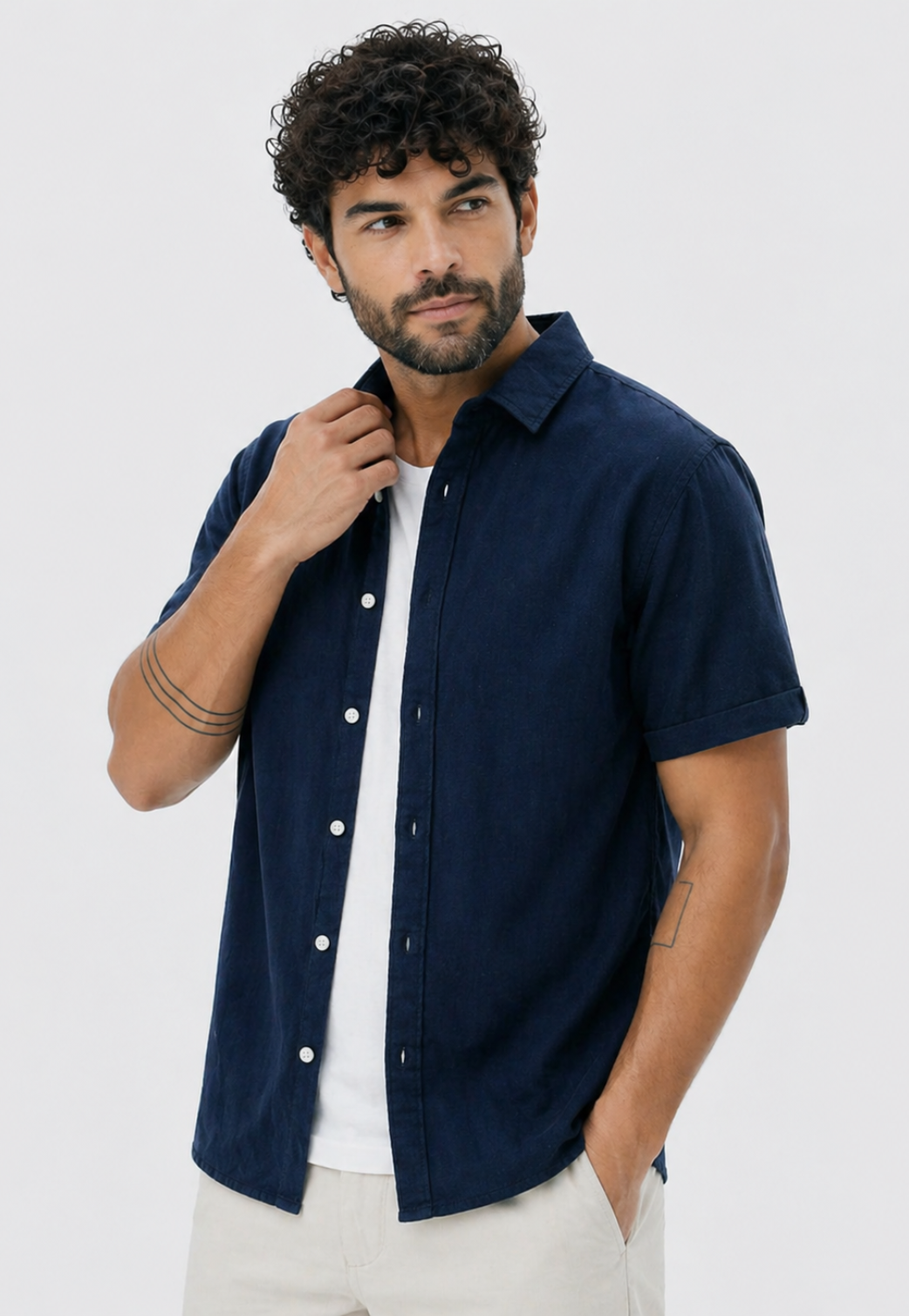 Camisa Linen Manga Curta Relaxed