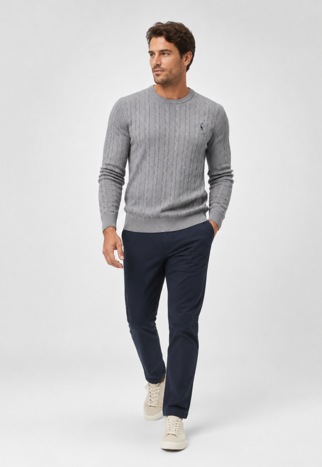 Suéter Knit Bordado Gola Redonda