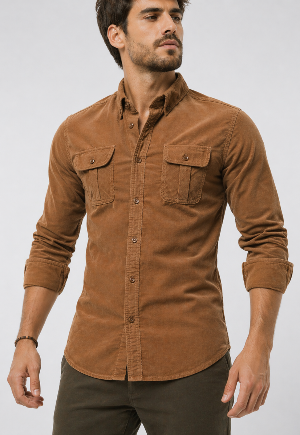 Camisa Corduroy Slim Manga Longa