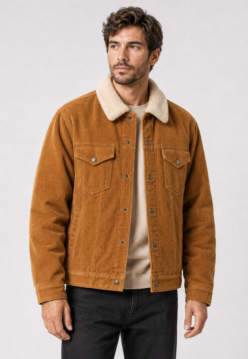 Jaqueta Corduroy Faux Lamb Wool