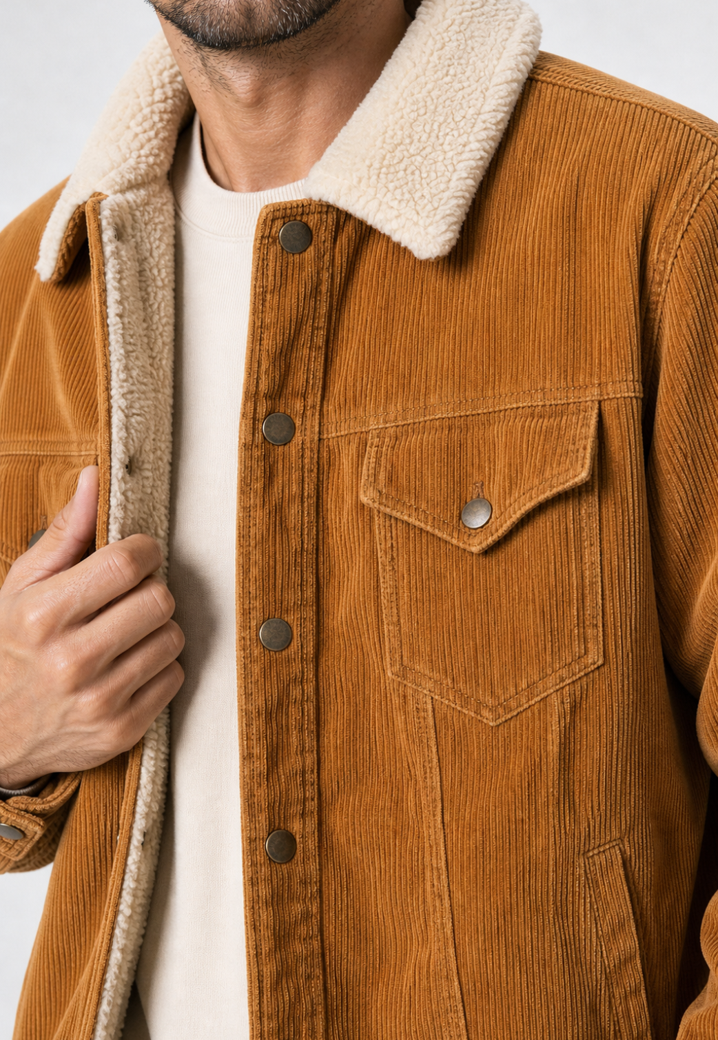 Jaqueta Corduroy Faux Lamb Wool
