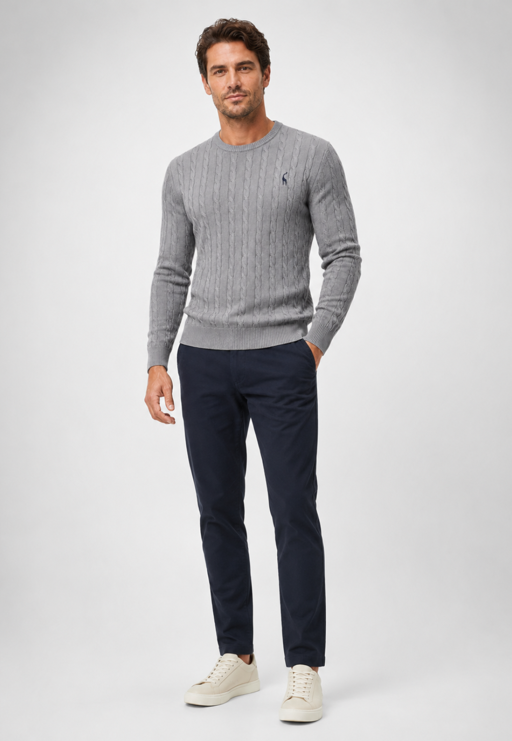 Suéter Knit Bordado Gola Redonda