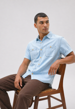 Camisa Jeans Slim Manga Curta