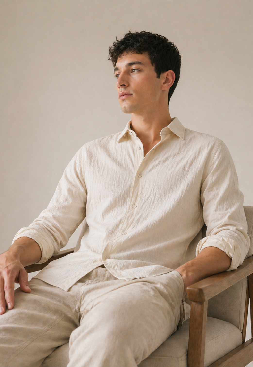 Camisa Linen Blend Manga Longa