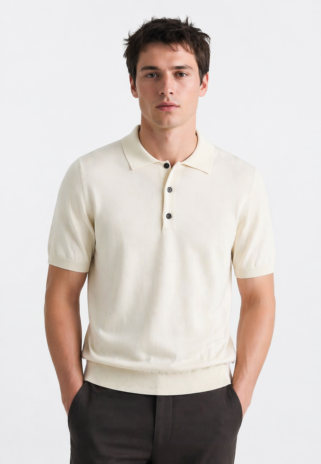 Polo Merino Knit Manga Curta