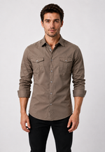 Camisa Slim Pocket Manga Longa