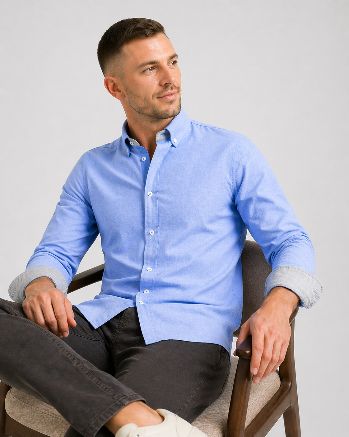 Camisa Oxford Manga Longa