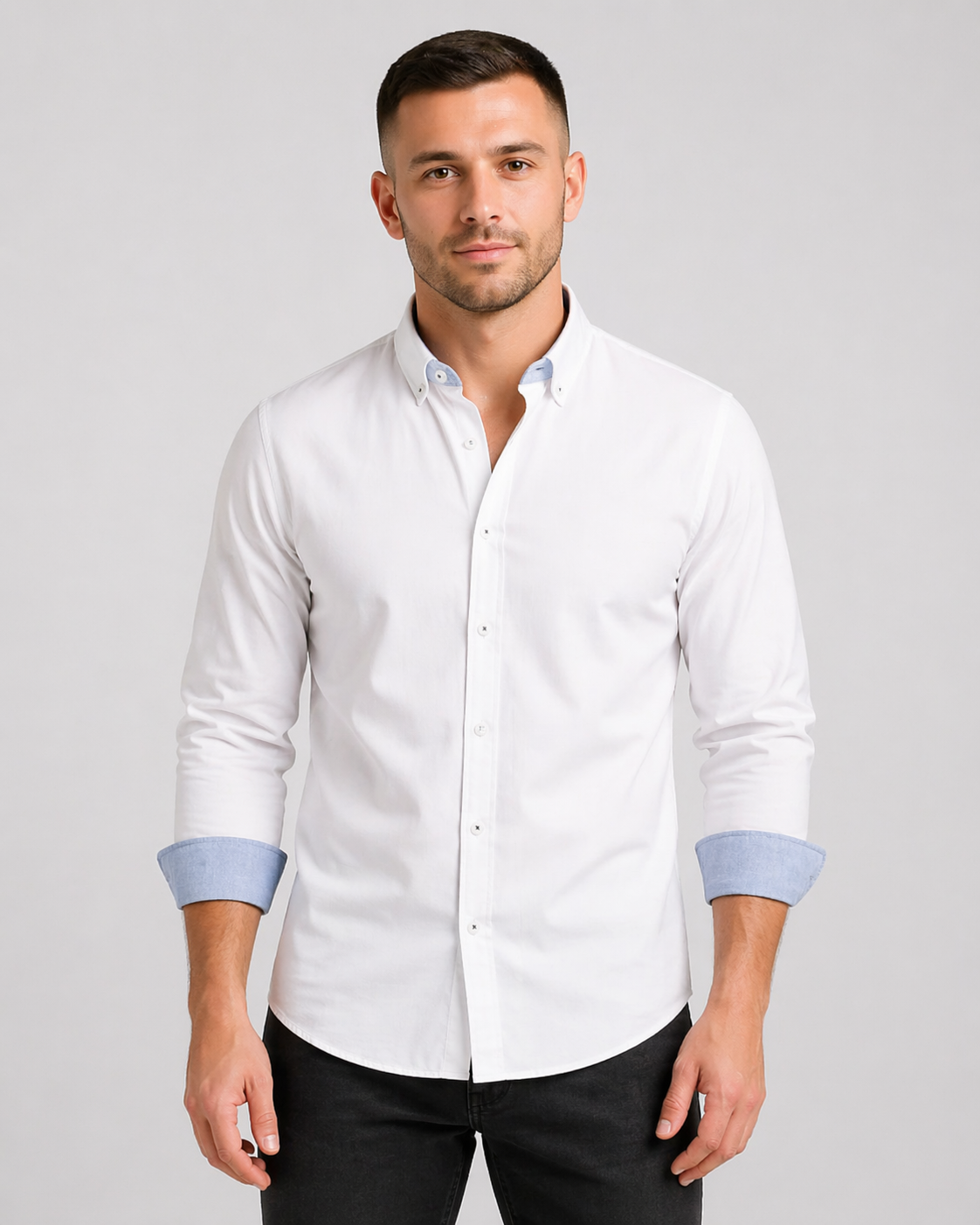 Camisa Oxford Manga Longa