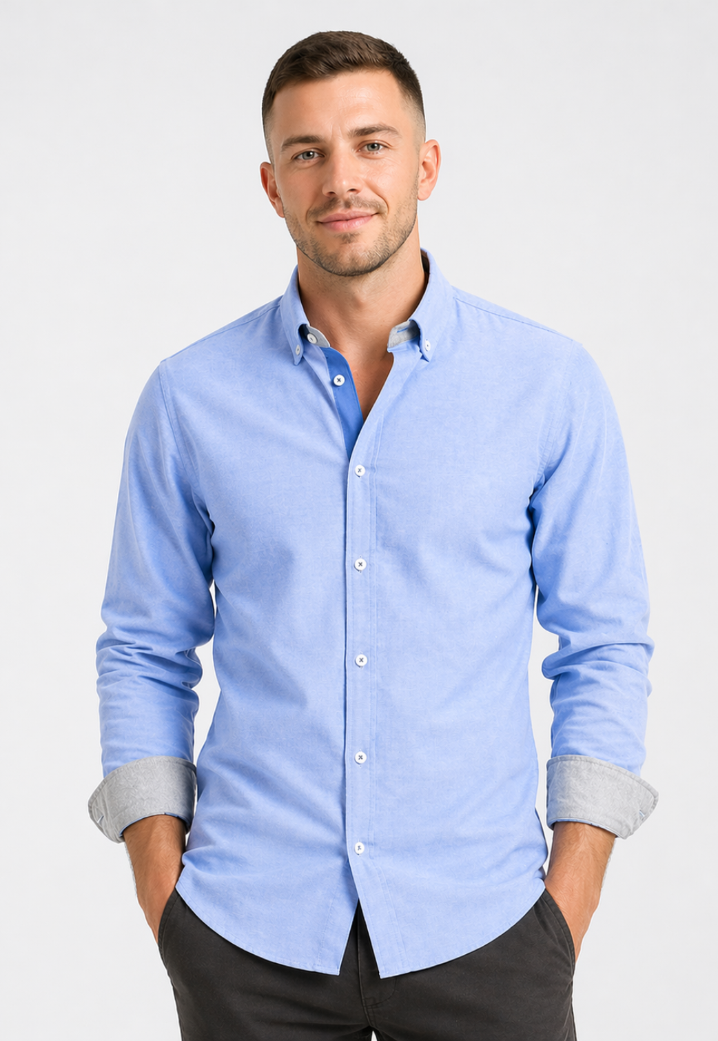 Camisa Oxford Manga Longa