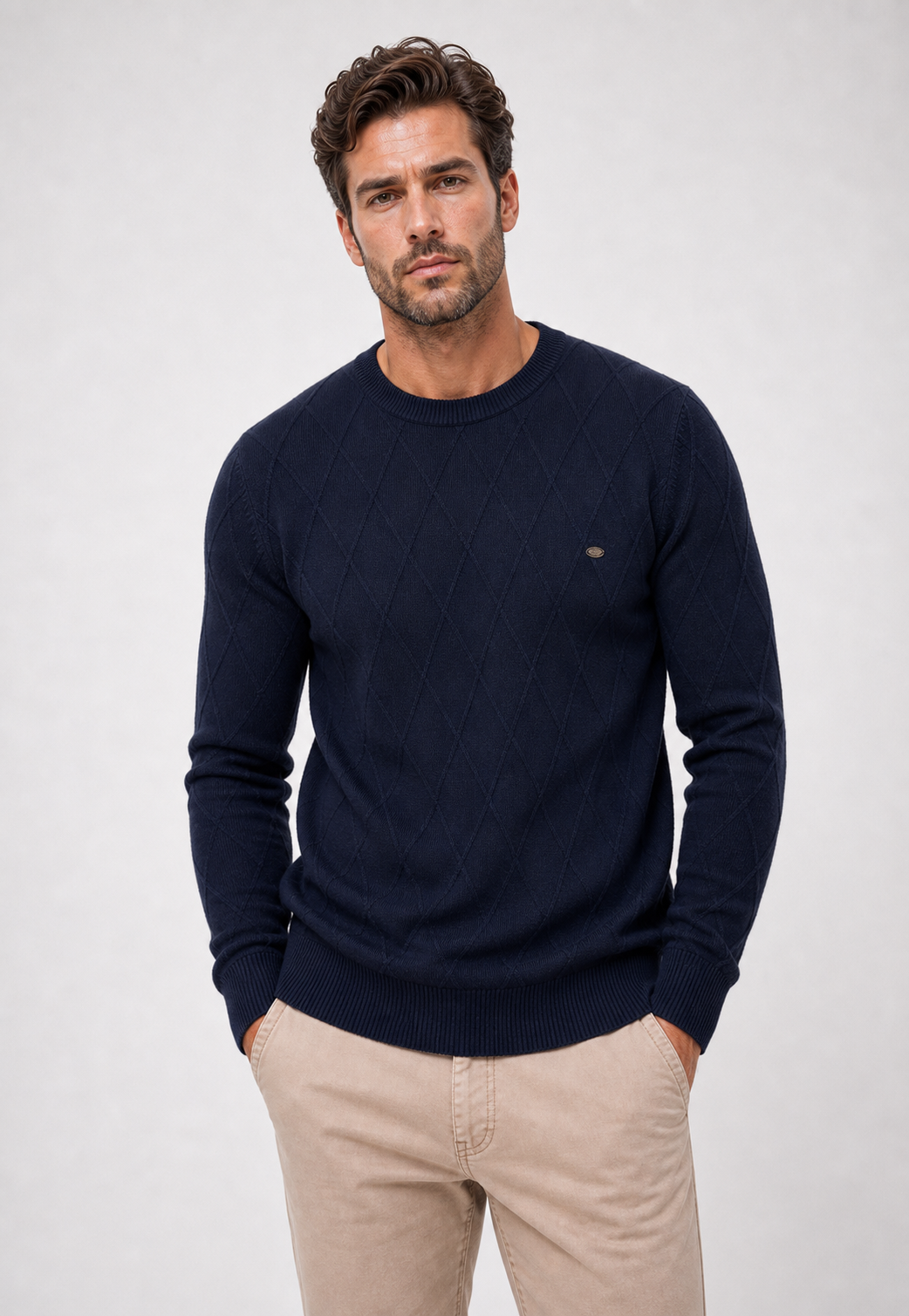 Suéter Argyle Gola Redonda