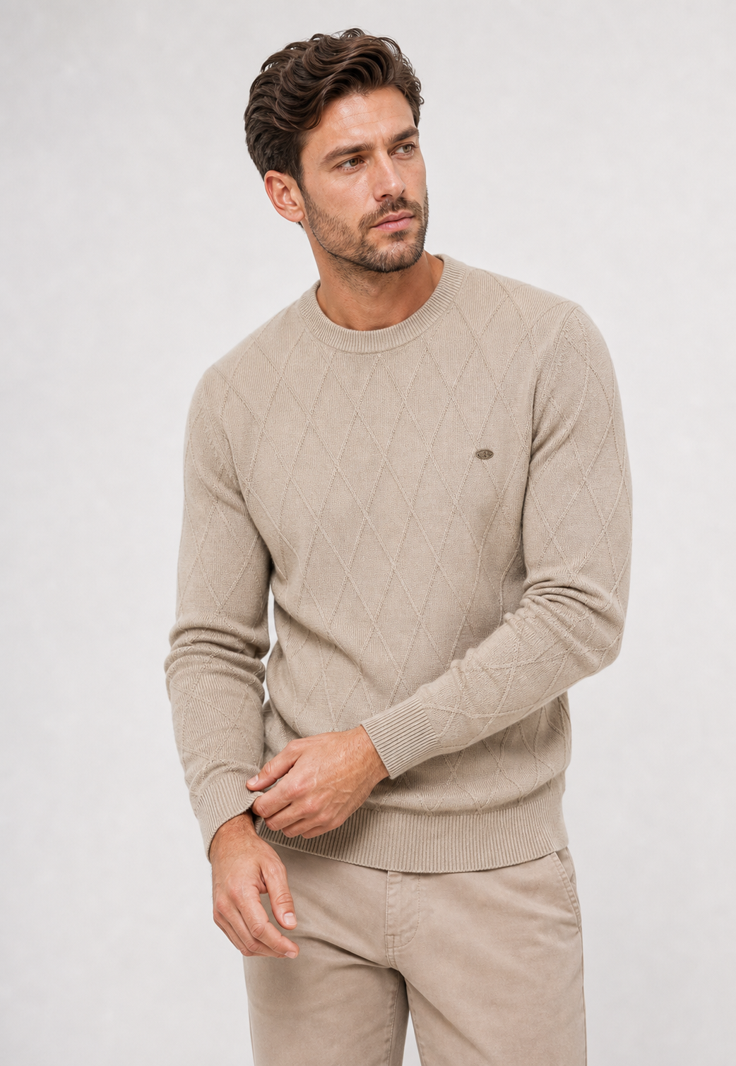 Suéter Argyle Gola Redonda