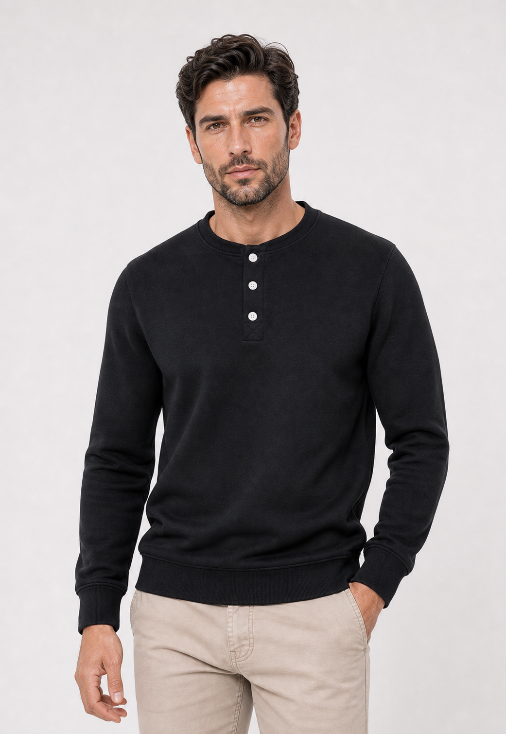 Moletom Fleece Button Placket
