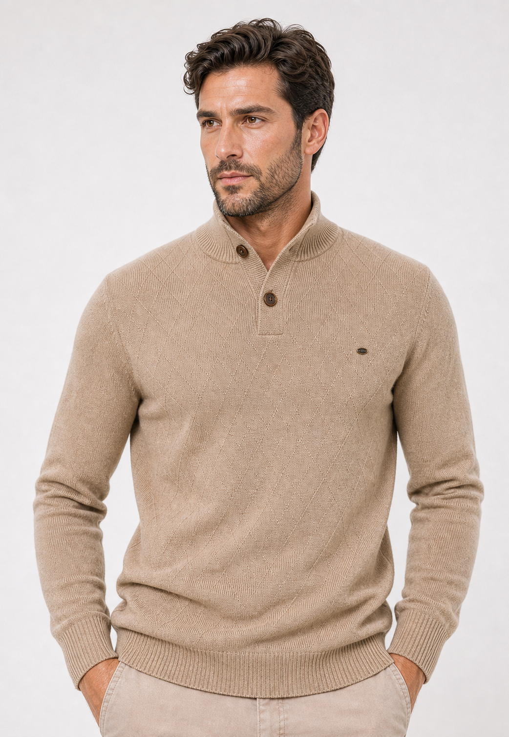 Suéter Turtleneck Button-Up Knit