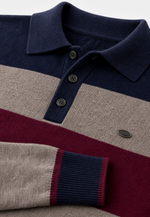 Suéter Polo Listrado Button-Up