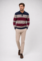 Suéter Polo Listrado Button-Up
