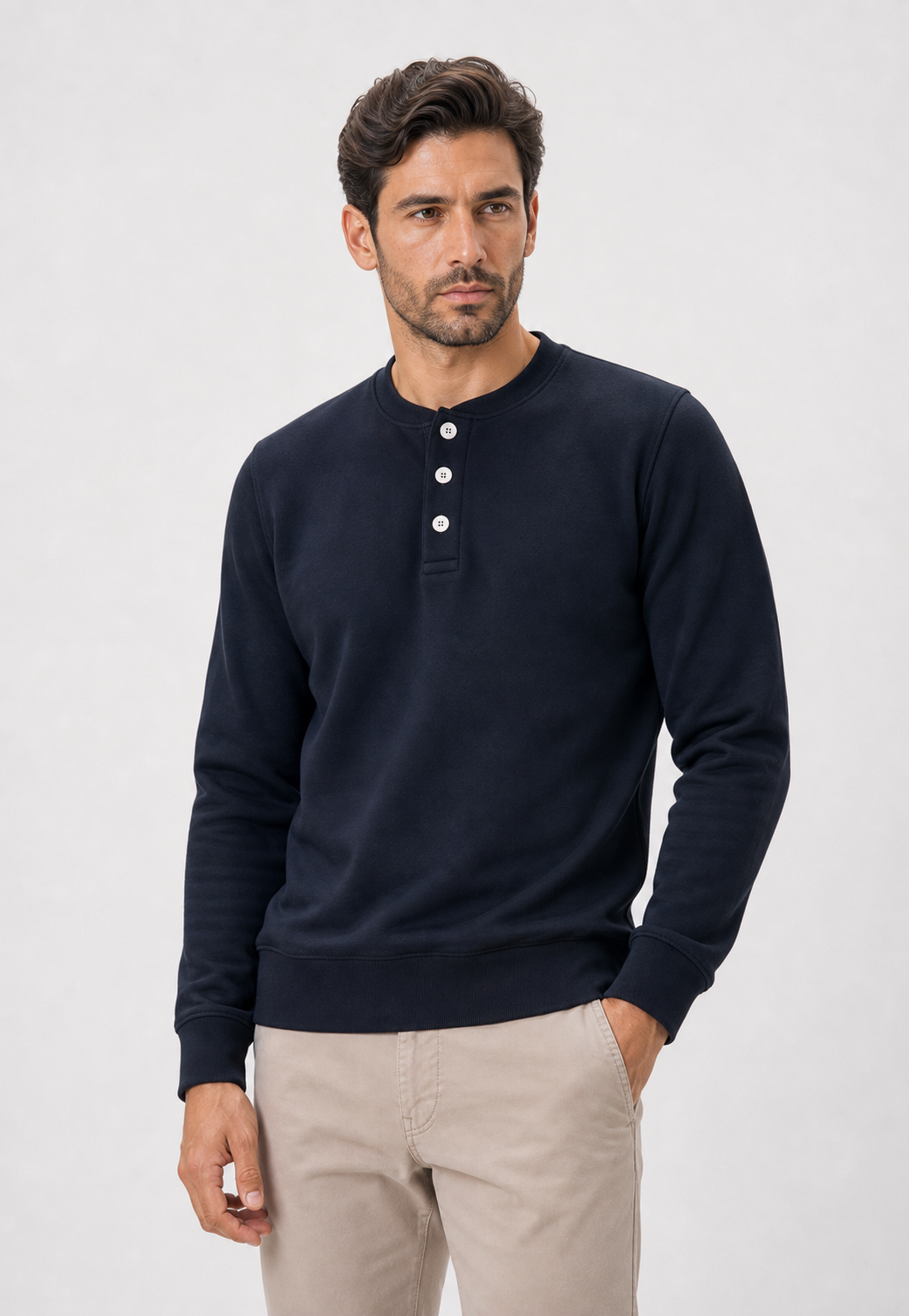 Moletom Fleece Button Placket