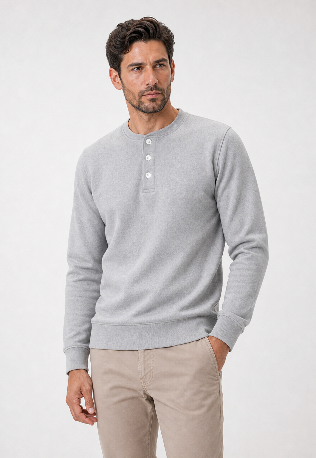 Moletom Fleece Button Placket