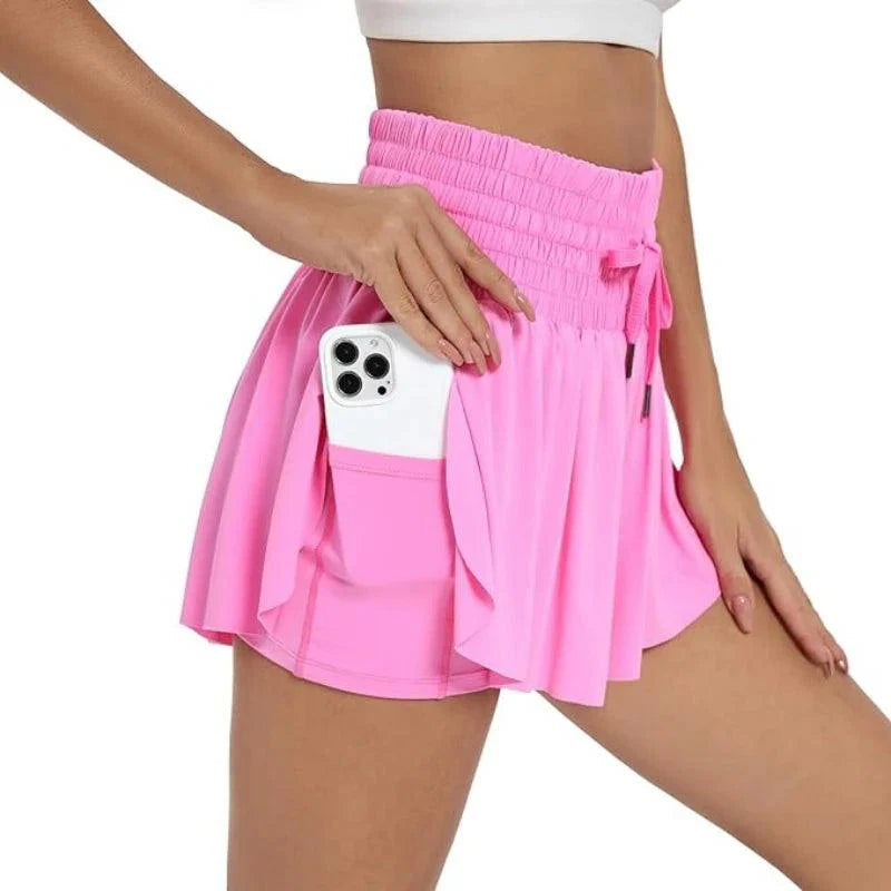 (Compre 1 e Leve 2)  Shorts BellaFit com Saia, Cós Alto Elástico e Bolso Funcional