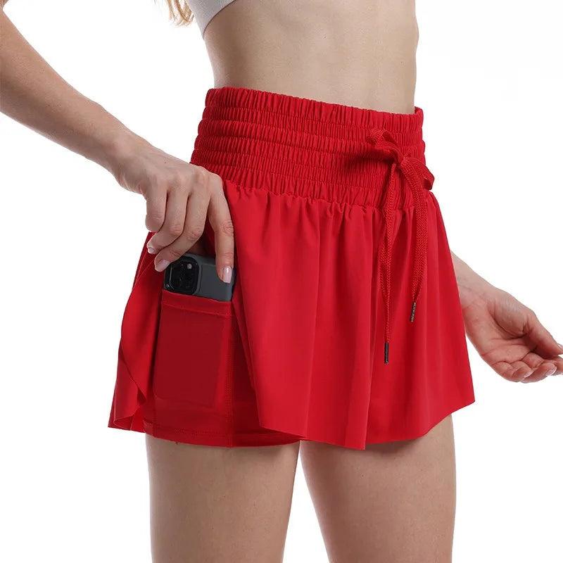 (Compre 1 e Leve 2)  Shorts BellaFit com Saia, Cós Alto Elástico e Bolso Funcional