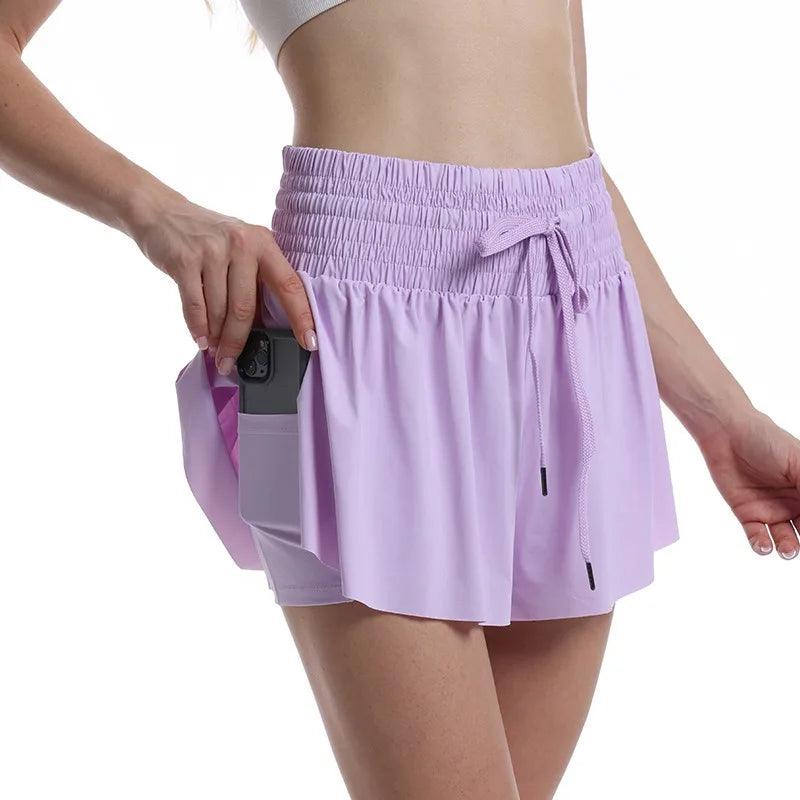 (Compre 1 e Leve 2)  Shorts BellaFit com Saia, Cós Alto Elástico e Bolso Funcional