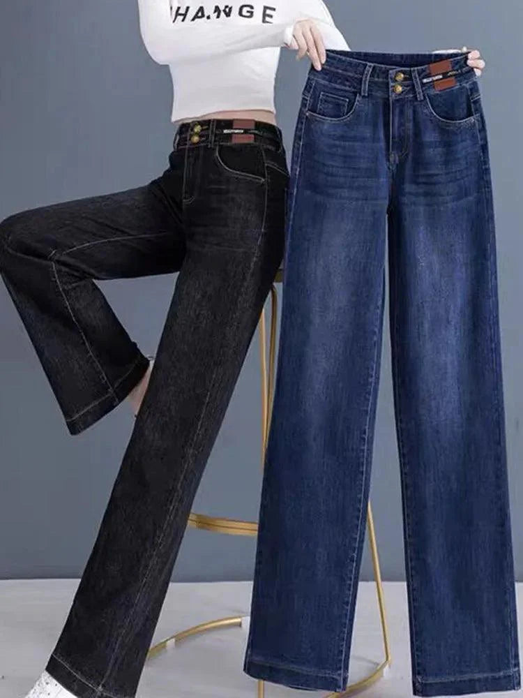 Calça Clara em Jeans Premium com Corte Reto e Cós Alto