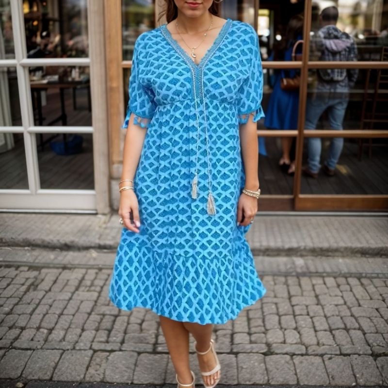 Vestido Clarisse em Popelina de Algodão e Estilo Boho Chic