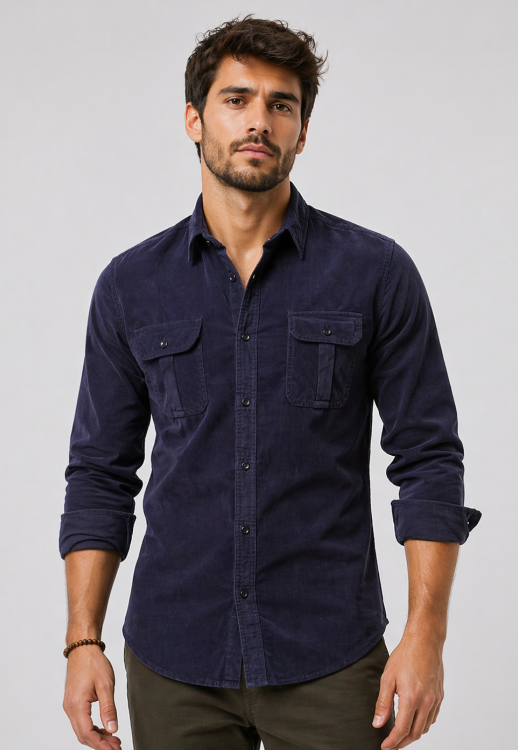 Camisa Corduroy Slim Manga Longa
