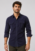 Camisa Corduroy Slim Manga Longa